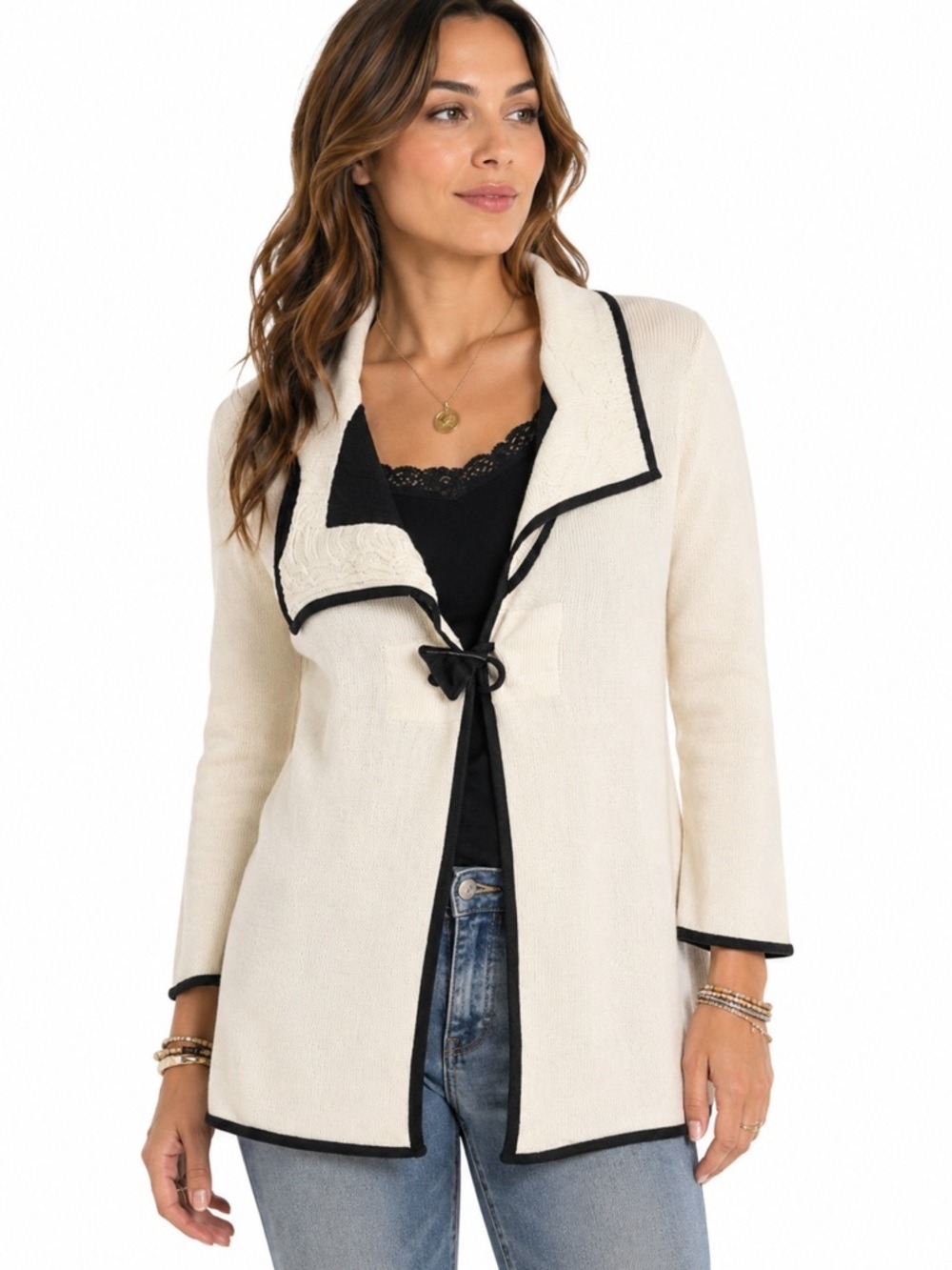 Krisztina Nagy Milano Ivory Asymmetrical Cardigan
